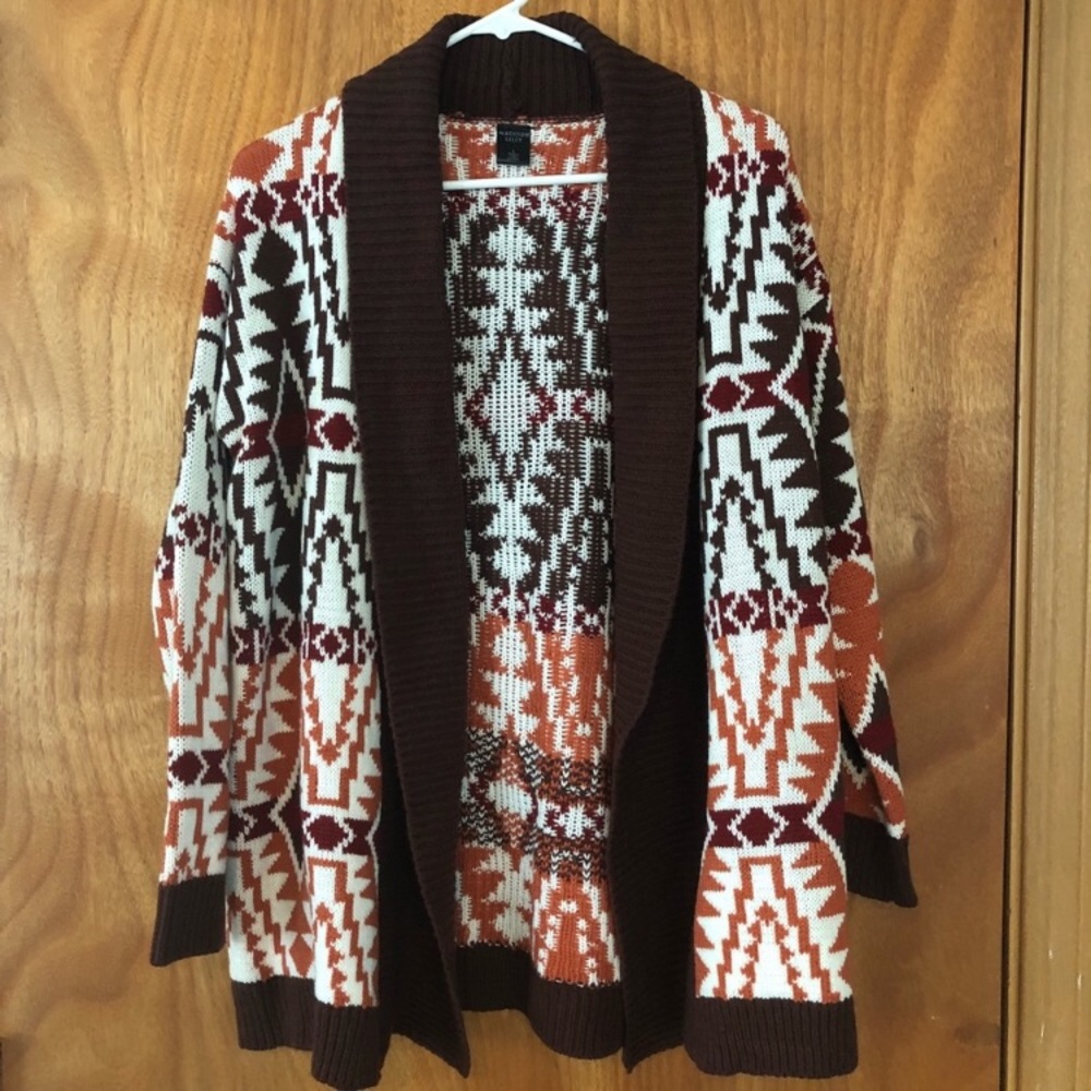 • 2/$10 • Brown Print Open Front Cardigan